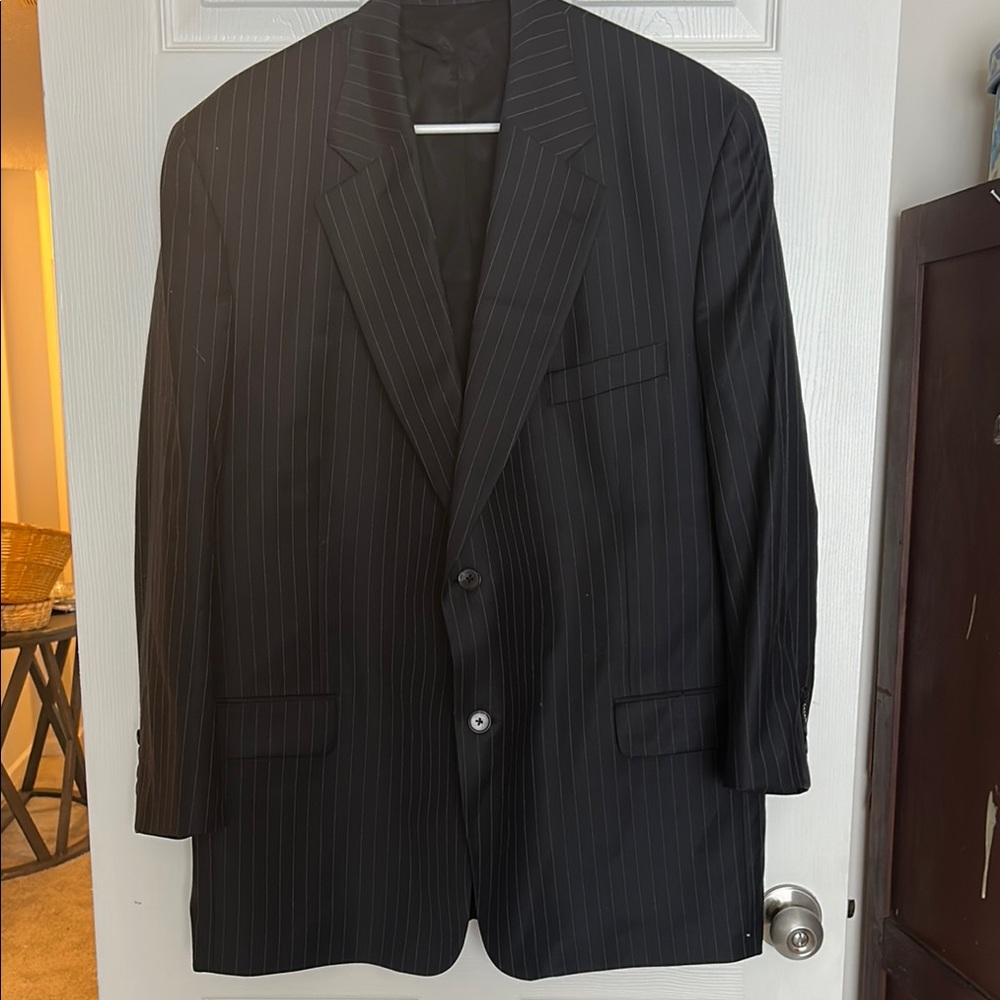 Elegant Black Pinstripe Men's Blazer
